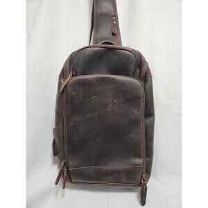 Unbranded Full Grain Leather Travel Sling / Shoulder Bag / Daypack
